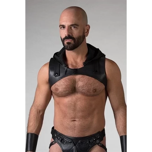 Leather sleeveless crop hoodie - medium (40-43)