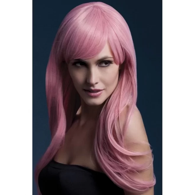 Fever Sienna Wig 26inch/66cm Pastel Pink Long Feathered with Fringe