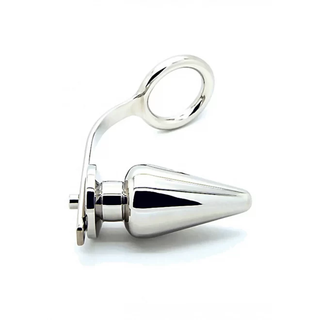 Metalowy ring erekcyjny z korkiem analnym - C-ring, with butt plug