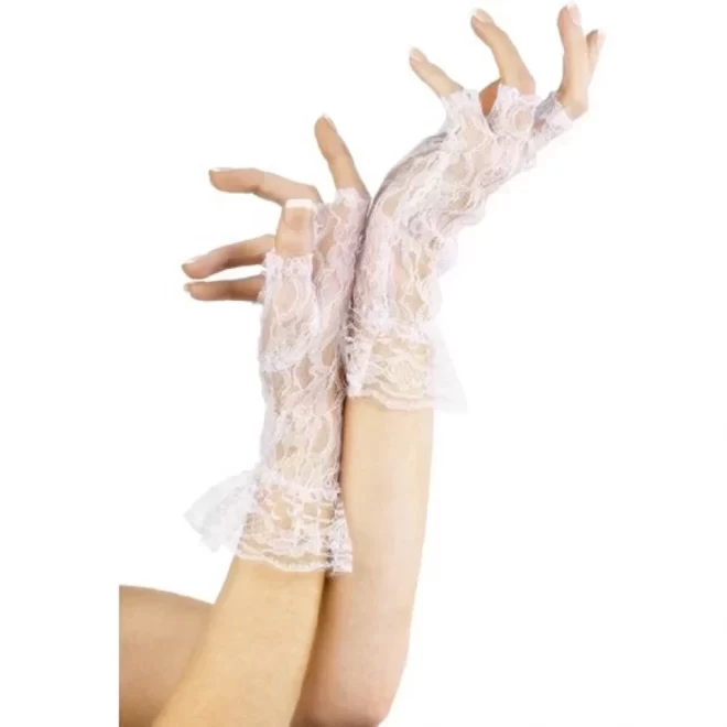 Fingerless Lace Gloves White