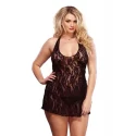 Wiązana koszulka i stringi Halter Rose Lace Dress