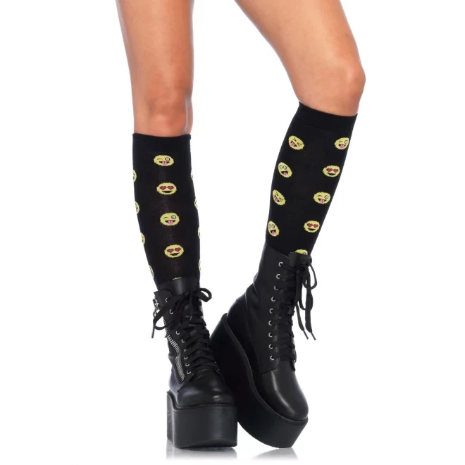 Podkolanówki w emotki Acrylic emoji knee highs