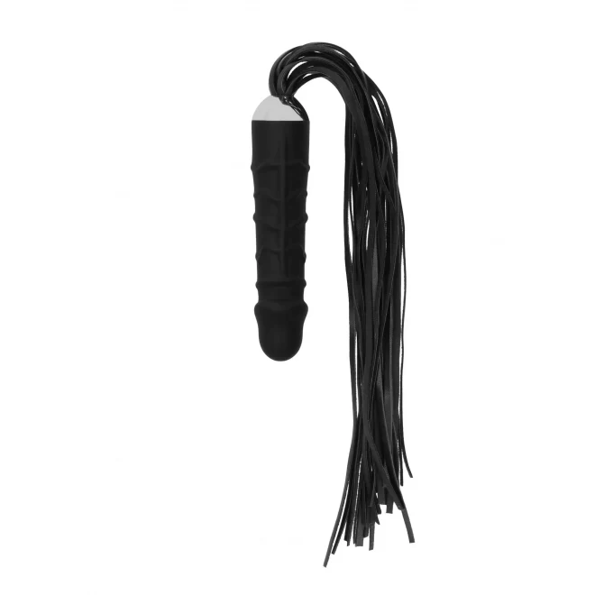 Black whip with realistic silicone dildo