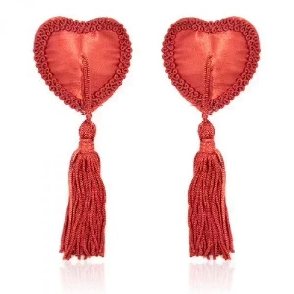 Bielizna-Heart Nipples Tassels RED