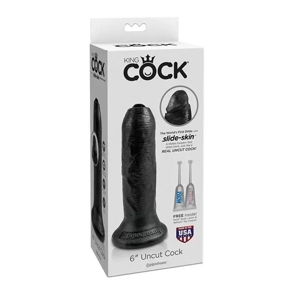 King cock uncut cock 15.25 cm. (6.00 inch) - black