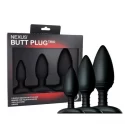 Nexus butt plug trio 3 - solid silicone - s + m + l - black