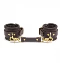 Coco de mer leather wrist cuffs s/m brown