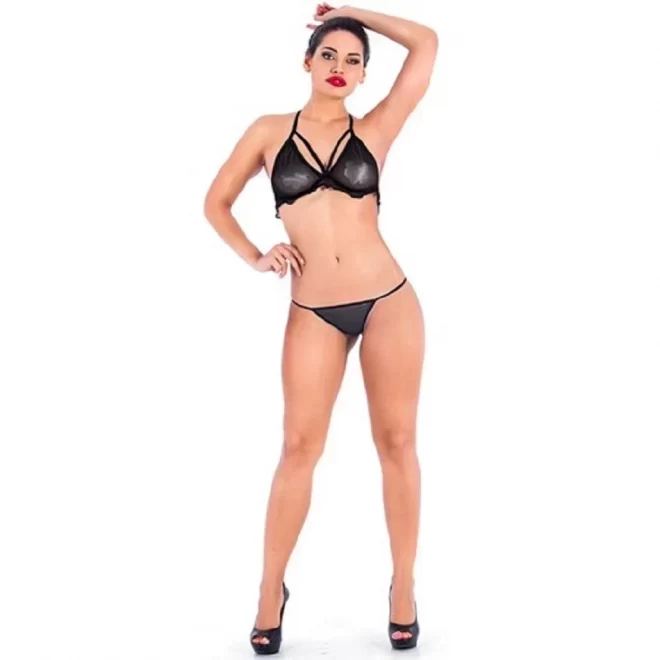 Vixson Mesh Bra Set With Ruffles