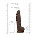 Silicone dildo with balls - 22,8 cm - brown