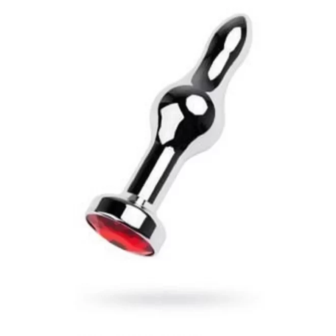 Metal by TOYFA, Anal plug, metal, silver, with a ruby crystal, 10 cm, O 2.8 cm, 75 g