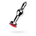 Metal by TOYFA, Anal plug, metal, silver, with a ruby crystal, 10 cm, O 2.8 cm, 75 g