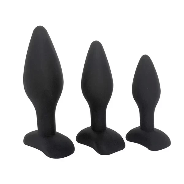 3 plug ass training kit - silicone plugs - s m l - black