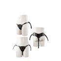 Proteza-STRAPON BLACK PU HARNESS WITH TWO RINGS