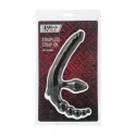 Black & Red, Beltless strapon with vibro-bullet, moisture-resistant, silicone, black 35 cm