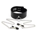 Collare con morsetti per capezzoli Leash nipple black