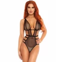 Net cut out g-string teddy