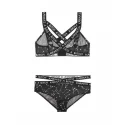 Bra Set With Zodiac Print - Black/Metallic