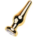 Metal by TOYFA, Anal plug, metal, golden, with diamond crystal, 10 cm, ? 3 cm, 95 g