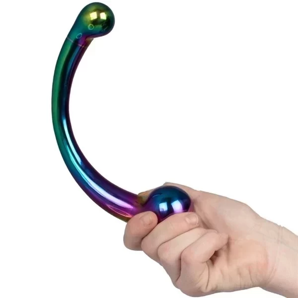 The rainbow curvy stainless steel double ended g-spot dildo