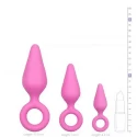 Black Buttplugs With Pull Ring - Set