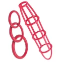 Siliconowy pierściń z nasadką w kształcie klatki - Cockcage and Ring Set Blk