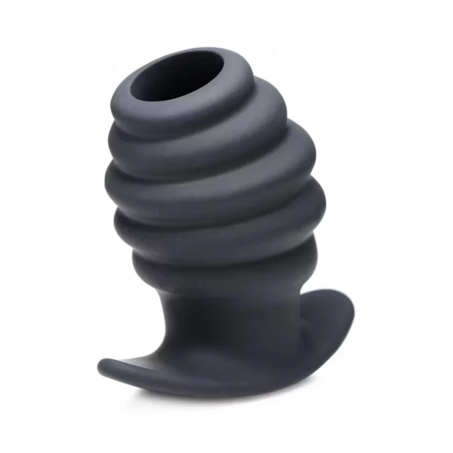 Hive ass tunnel 4" silicone ribbed hollow anal plug - large