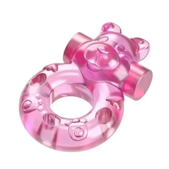 Vibration and condom ring Bear Pink