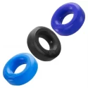 Hünkyjunk cockring 3-pack - black tar + cobalt + aqua