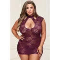 LACE KEYHOLE MINI DRESS BLACK, Q