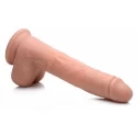 Vibrating & Thrusting XL Dildo with Suction Cup and Balls - Beige