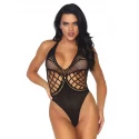 Net thong back halter teddy