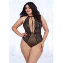 Stretch lace and mesh teddy