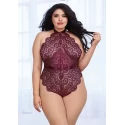 Eyelash lace teddy - mulberry