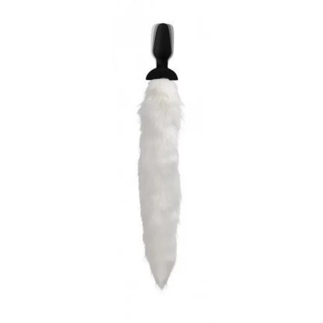 Vibrating Anal Plug With Fox Tail - White