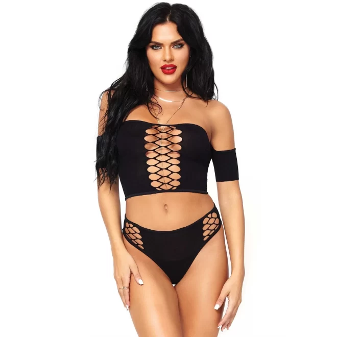 Opaque crop top and thong