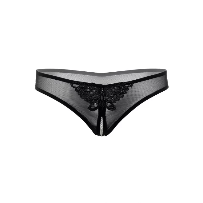 Indra crotchless beaded thong