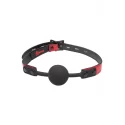 Leather and silicone ball gag - black | red