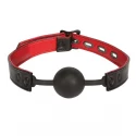 Leather and silicone ball gag - black | red