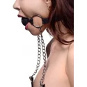 Lux fetish breathable ball gag with nipple chain