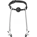 Lux fetish breathable ball gag with nipple chain