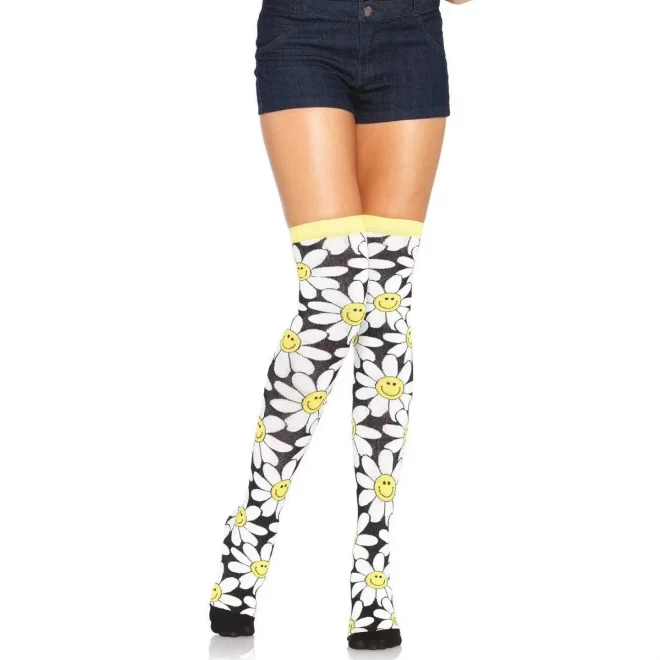 Pończochy z motywem kwiatków Happy Daisy Woven Knee Socks