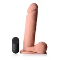 9 inch vibrating remote control silicone dildo with balls - fles