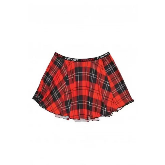 Fuck Off Skater Skirt - Plaid