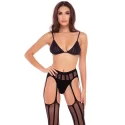 STRAIGHT UP 3 PC GARTER SET BLACK, M/L