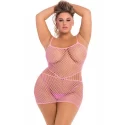 ROLL UP NET MINI DRESS PINK PLUS SIZE