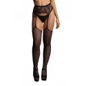 Fishnet and lace garterbelt stockings