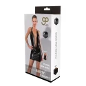 GP WETLOOK PLUNGE MINI DRESS BLACK, L