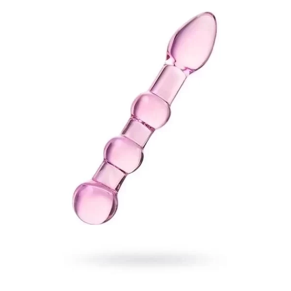 Dildo, pink, glass, 18 cm