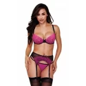 Baci - 3-Piece Garter Set - Pink/Black
