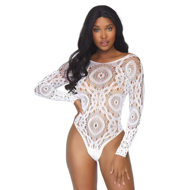 Crochet lace snap crotch teddy